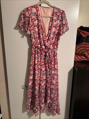 Floral Wrap Midi Dress